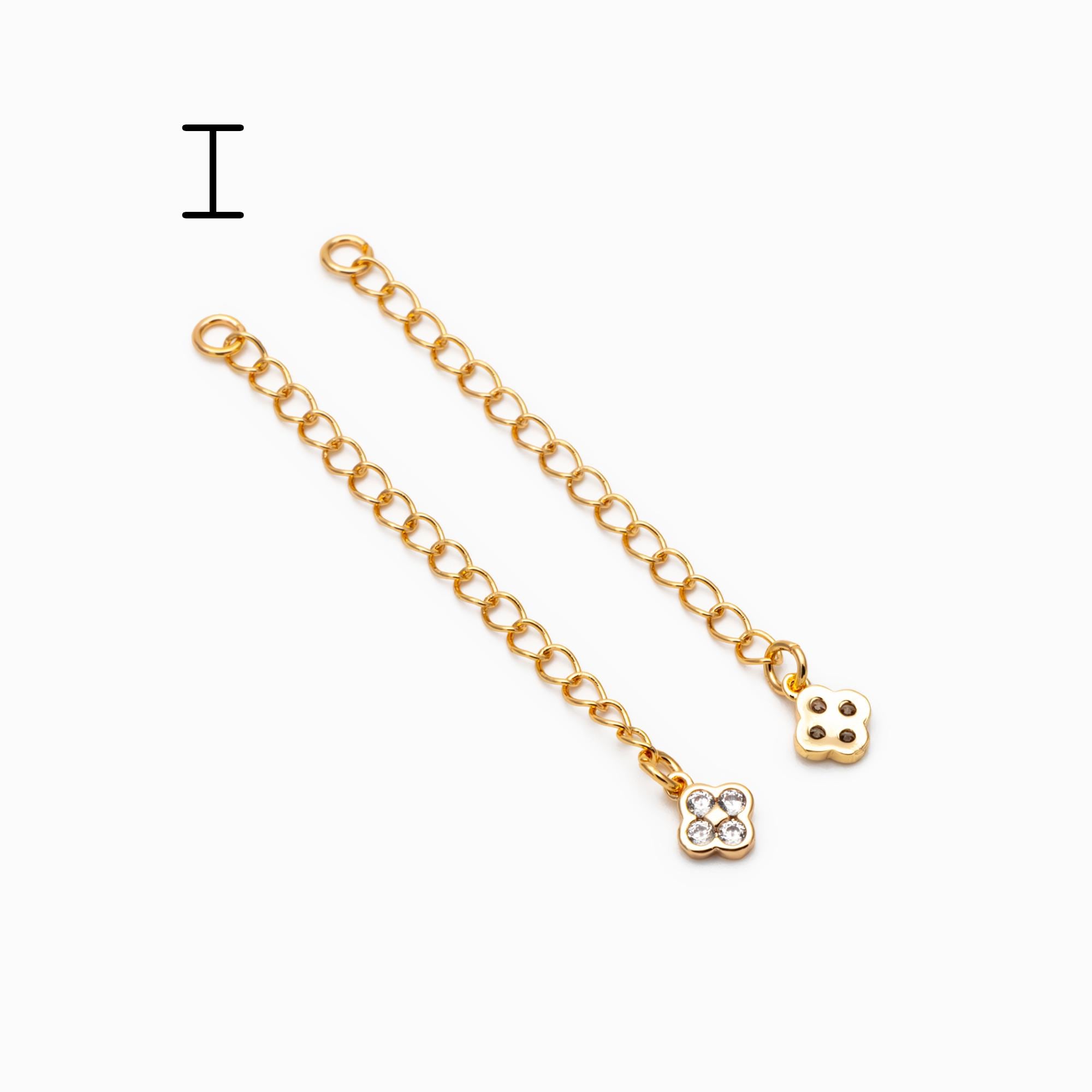 4pcs Gold/ Silver Tone Extender Chain, Gold/ Rhodium plated Brass, Necklace Bracelet Extension Chain (GB-4711)